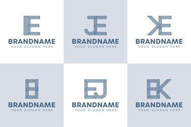 Harfler EI IE EJ JEK KE Monogram Logo Seti, her iş için uygun
