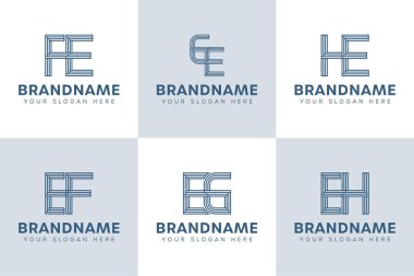 EF FE EG GE EH He Monogram Logosu Seti, her iş için uygun