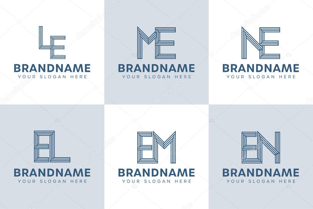 Letters EL LE EM ME EN NE Monogram Logo Set, suitable for any business