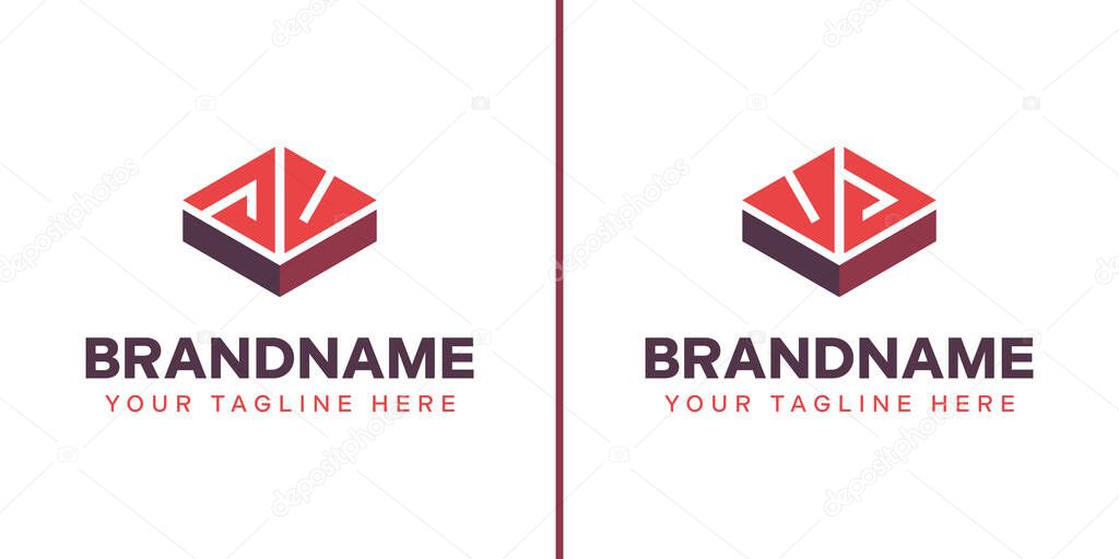 Letters JV and VJ Box Logo, symbolizing strength, stability, and precision