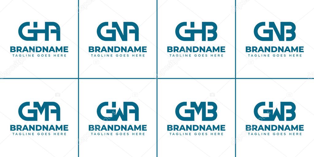 Letters GHA GNA GMA GWA GHB GNB GMB GWB Monogram Logo Set