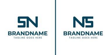 Harfler SN ve NS Monogram Logo Set, herhangi bir marka için uygun NS veya SN baş harfleri