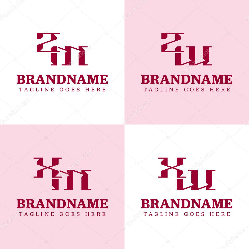 Letters ZM ZW XM XW Monogram Logo Set