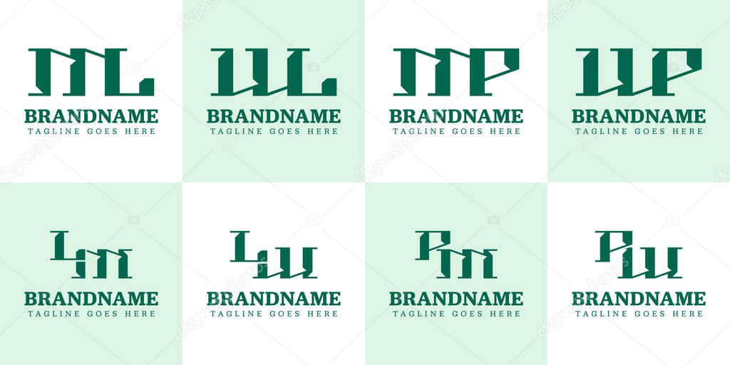 Letters ML LM WL LW MP PM WP PW Monogram Logo Set