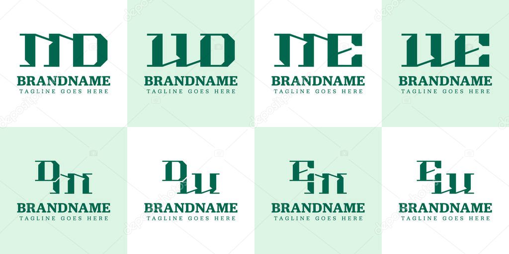 Letters MD DM WD DW ME EM WE EW Monogram Logo Set