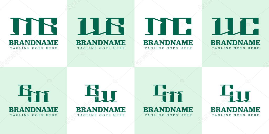 Letters MB BM WB BW MC CM WC CW Monogram Logo Set