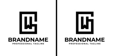 Harfler GW Monogram Logosu, WG veya GW baş harfleri olan her iş için uygundur