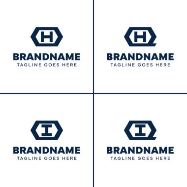 OH OI QH QI Hexagon Monogram Logosu, HO IQ 'nun baş harfleriyle iş yapmak için