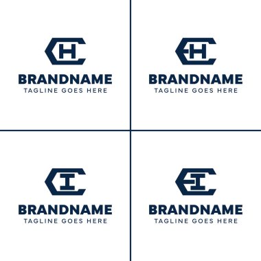 CH CI EH EI Hexagon Monogram Logosu, HC IC HE IE baş harfleriyle iş yapmak için