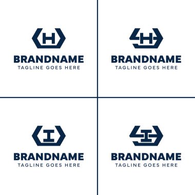 UI YH HI Hexagon Monogram Logosu, HU IU HY baş harfleri ile iş yapmak için