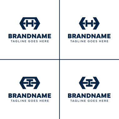 AH AI HH HI HI Hexagon Monogram Logosu, HA HH IH baş harfleri ile iş yapmak için