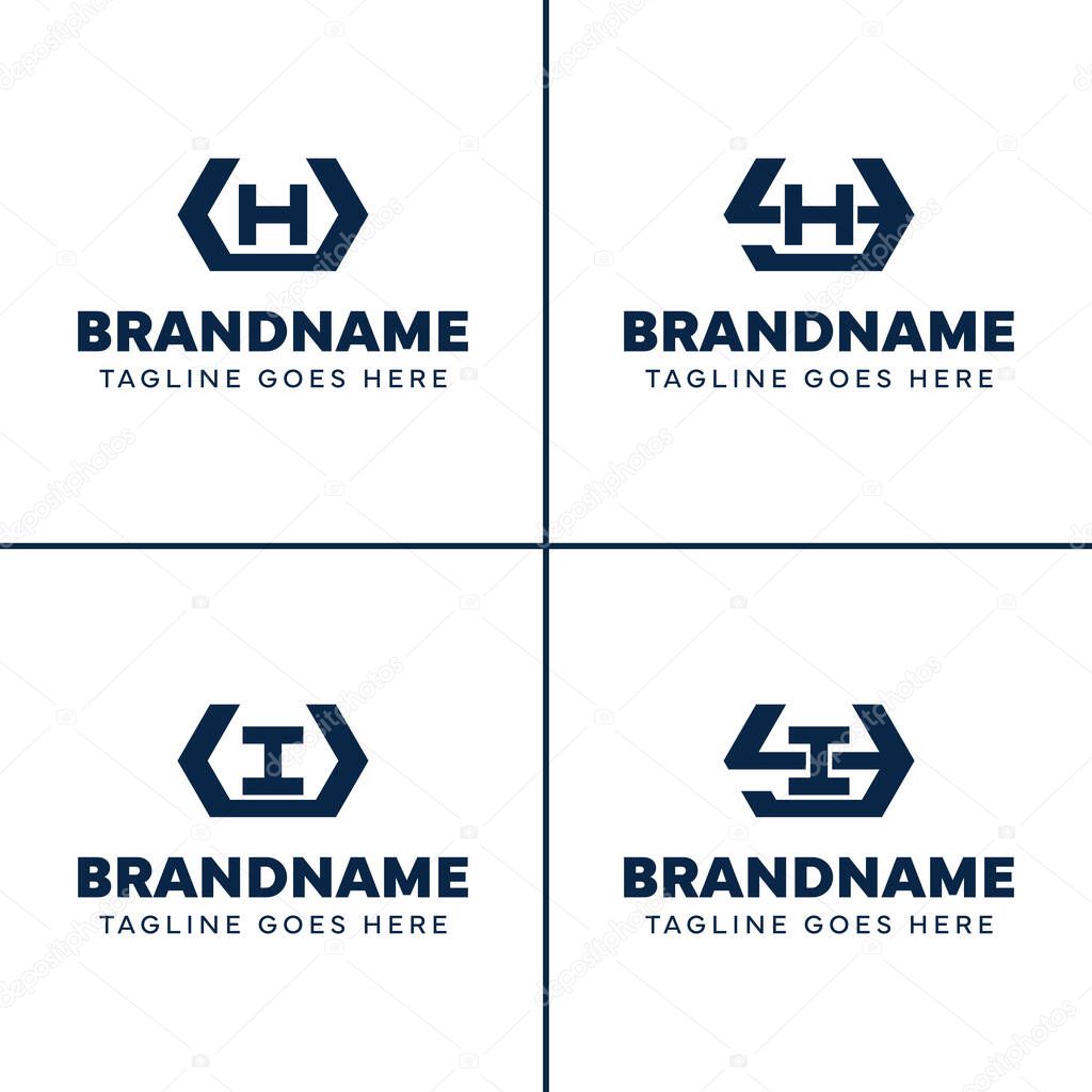 Letters UH UI YH YI Hexagon Monogram Logo, for business with HU IU HY IY initials