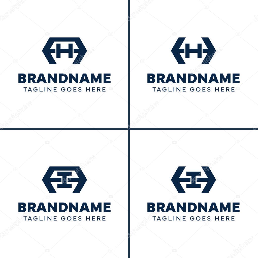 Letters AH AI HH HI Hexagon Monogram Logo, for business with HA IA HH IH initials
