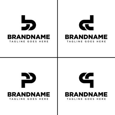 Harfler BB DD PP QQ Monogram Logosu, herhangi bir marka için uygun