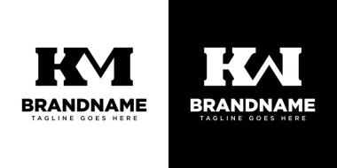 KM veya KW Monogram Logosu harfleri, KM MK KW baş harfleri olan herhangi bir marka için uygundur