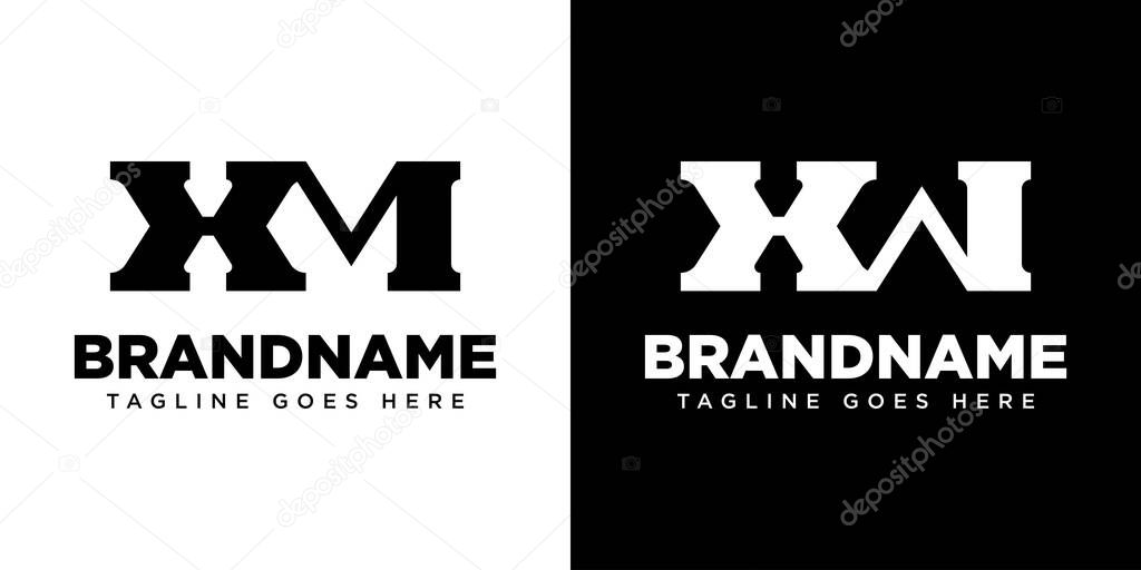 Letters XM or XW Monogram Logo, suitable for any brand with XM MX XW WX initials