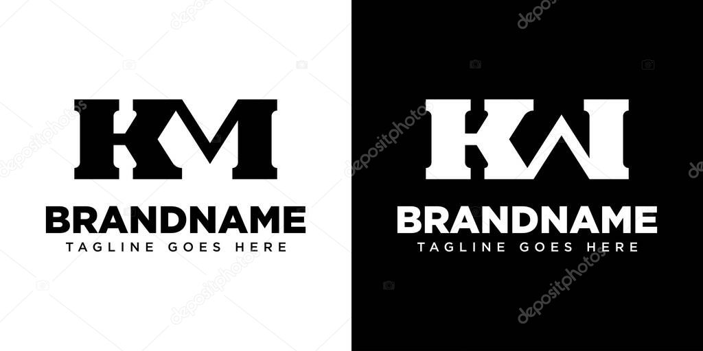 Letters KM or KW Monogram Logo, suitable for any brand with KM MK KW WK initials