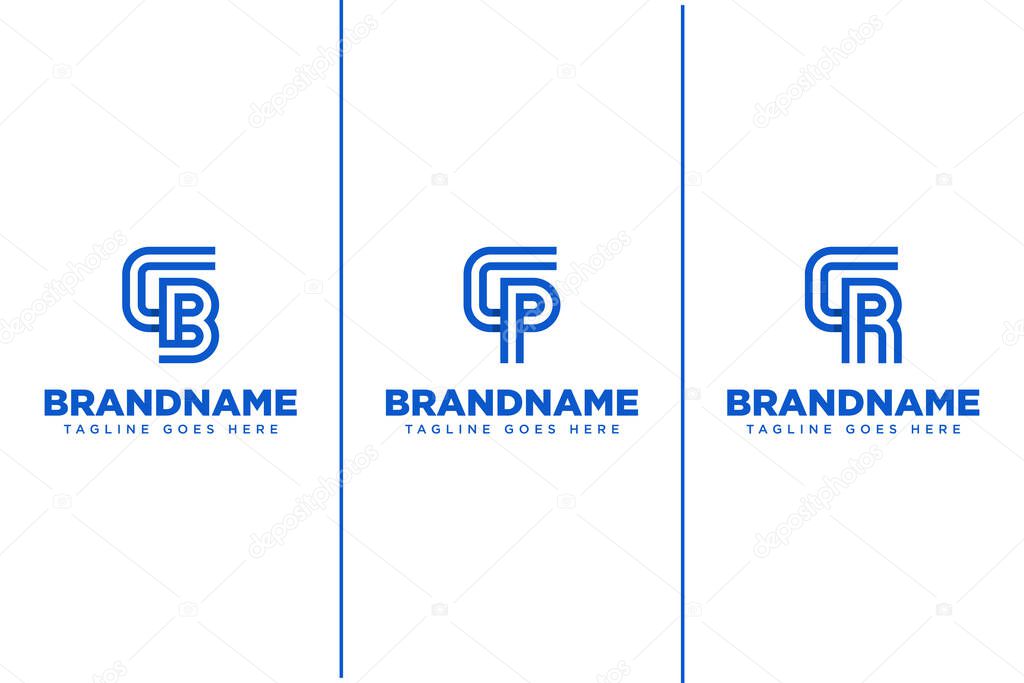 Letters GB GP GR Monogram Logo Set, for business with GB BG GP PG GR RG initials
