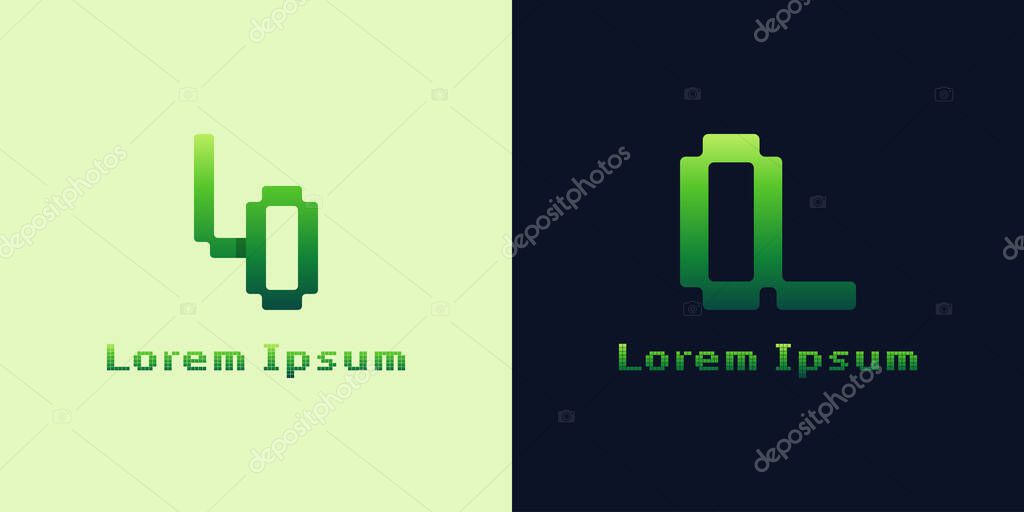 Letters LO and OL Pixel Monogram Logo, suitable for any business with OL or LO initials