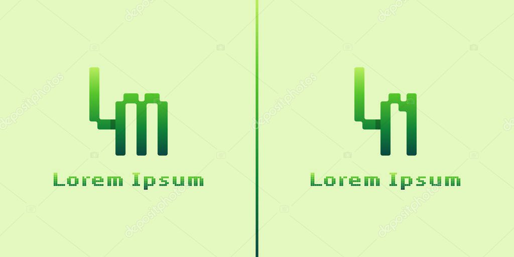 Letters LM and LN Pixel Monogram Logo, suitable for any business with LM ML LN NL initials