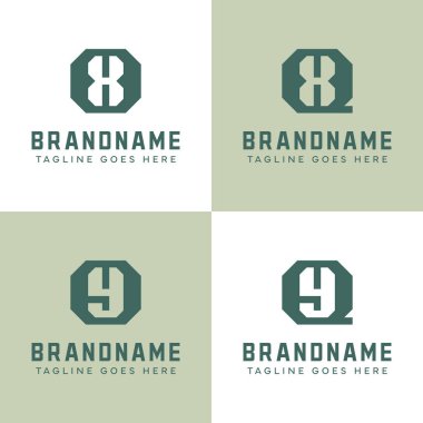 XO XQ YO YQ baş harfleri için OX QX OY QY Monogram Logo Set