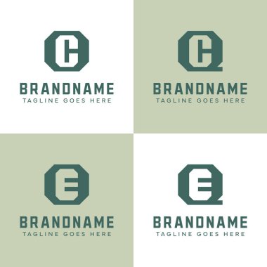 CO CQ EO baş harfleri için OC QC OE QE Monogram Logo Set