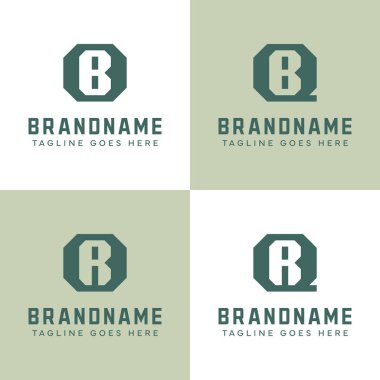 Harfler OB QB or QR Monogram Logo Set, BO BQ RO baş harfleri