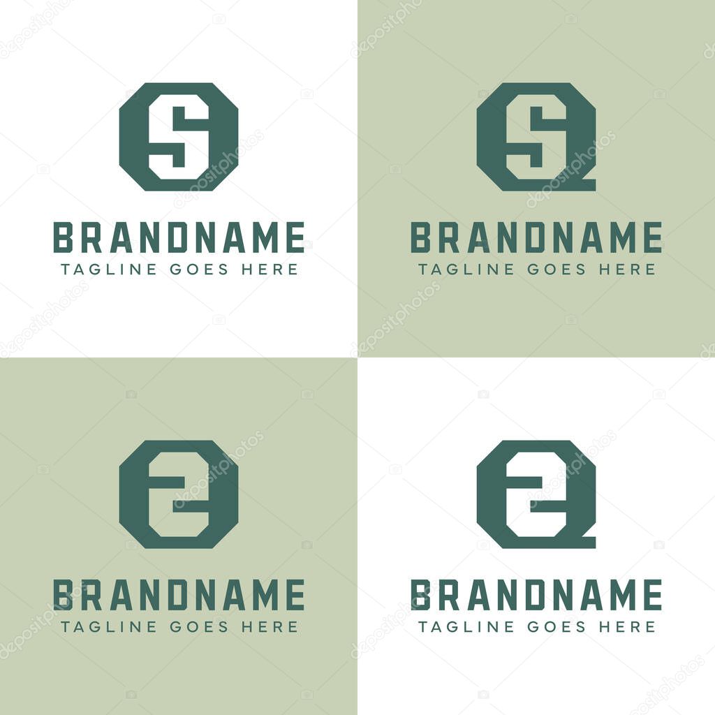 Letters OS QS OZ QZ Monogram Logo Set, for SO SQ ZO ZQ initials