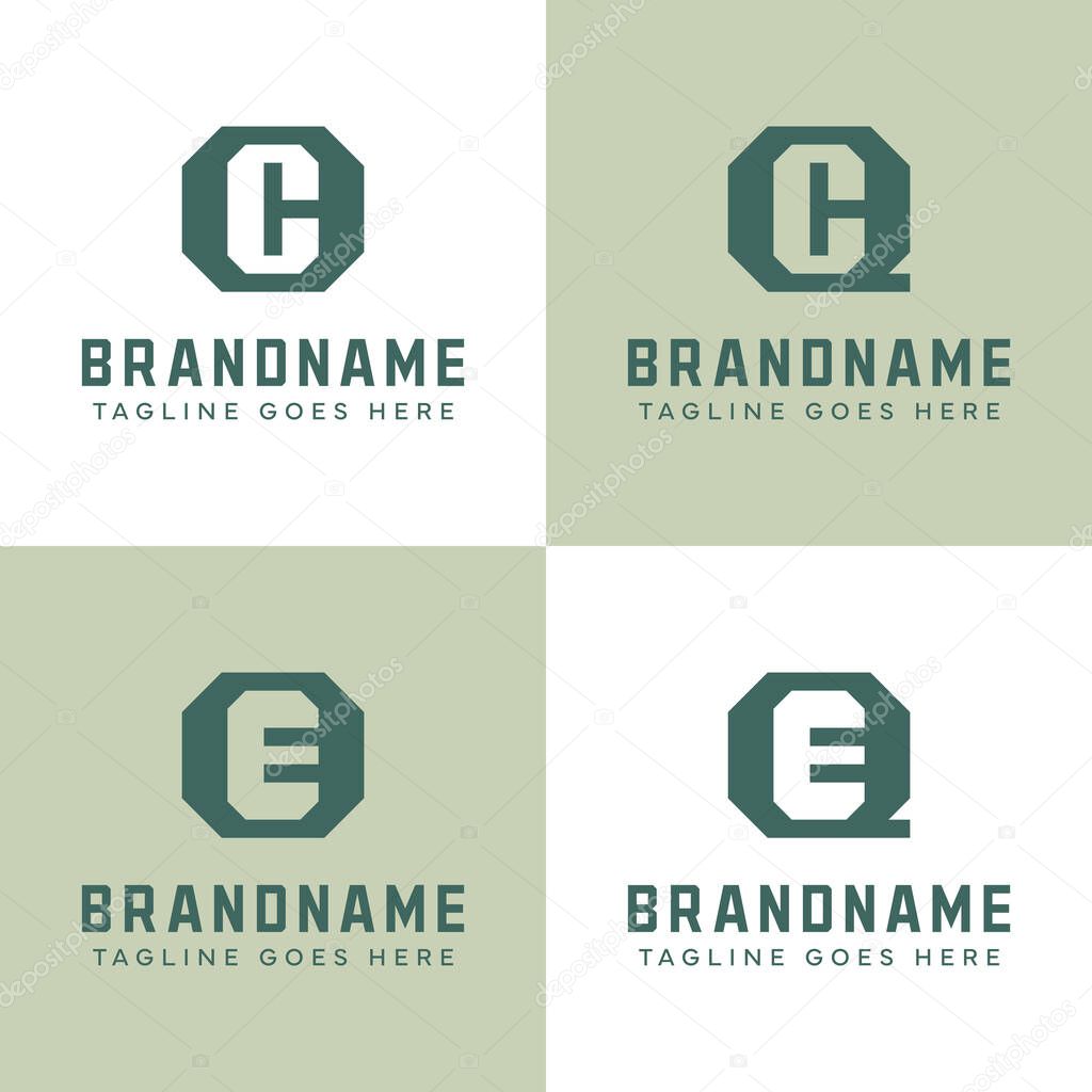 Letters OC QC OE QE Monogram Logo Set, for CO CQ EO EQ initials