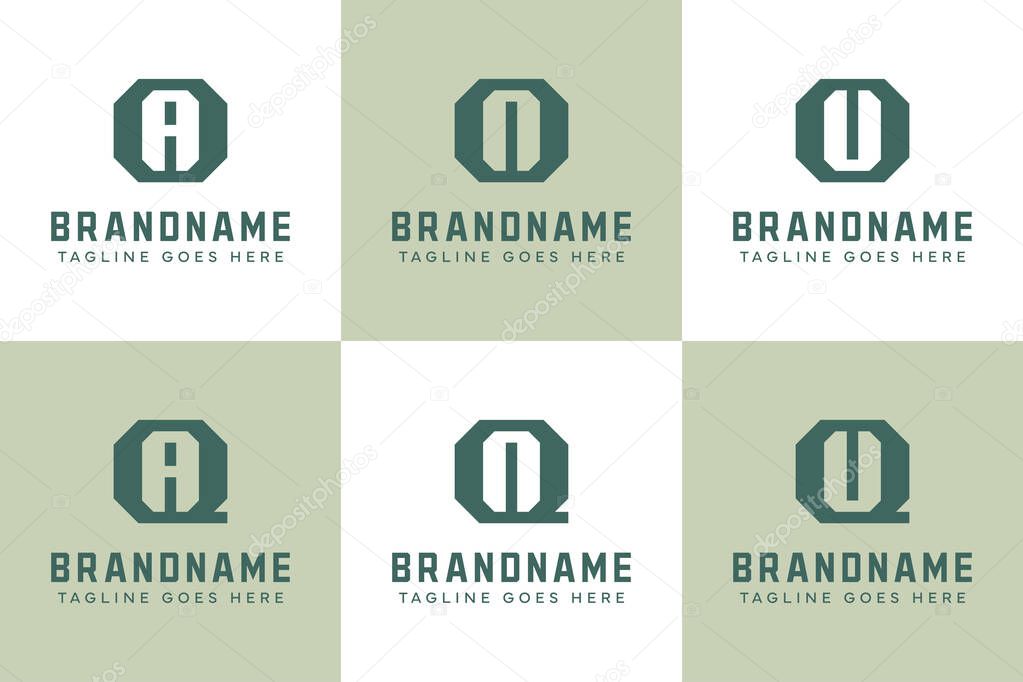 Letters OA QA ON QN OU QU Monogram Logo Set, for AO AQ NO NQ UO UQ initials