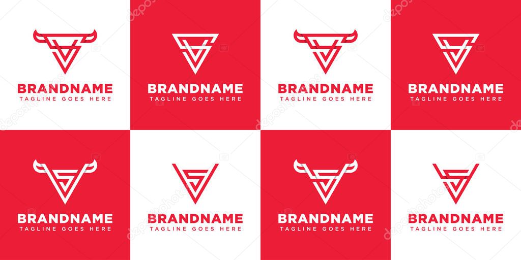 Letters SV VS SY YS Bull Triangle Logo, symbolizing strength, ambition, and stability