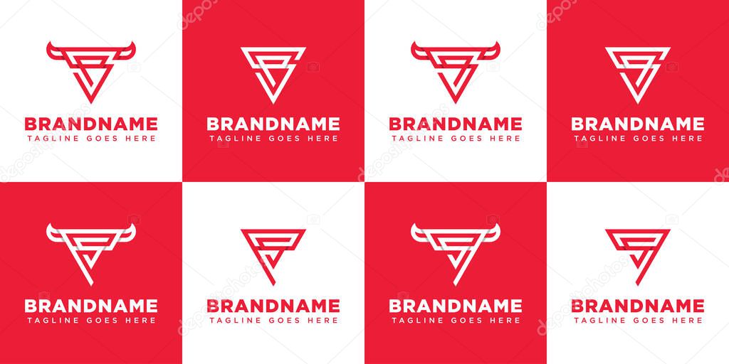 Letters SP PS SQ QS Bull Triangle Logo, symbolizing strength, ambition, and stability