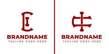 Harfler CI ve IC Monogram Logosu, CI veya IC baş harfleri ile iş için uygundur
