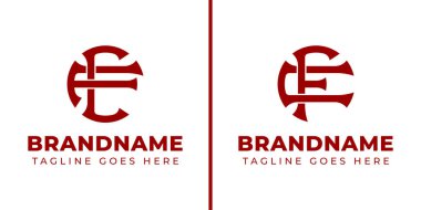 CF ve FC Monogram Logosu harfleri, CF veya FC baş harfleri ile iş için uygundur