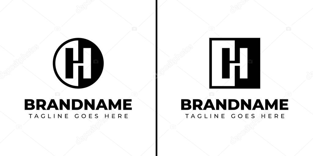 Letter H Circle and Square Logo, symbolizing balance, unity, and modern design