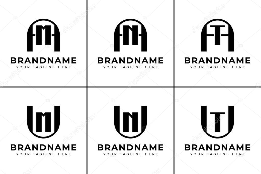 Letters AM AN AT UM UN UT Logo Monogram