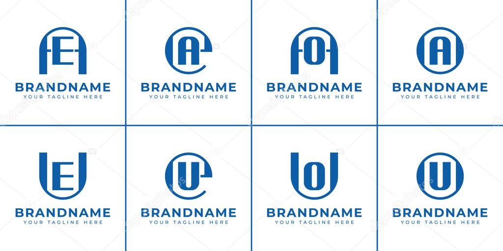 Letters AE EA AO OA UE EU UO OU Logo Monogram