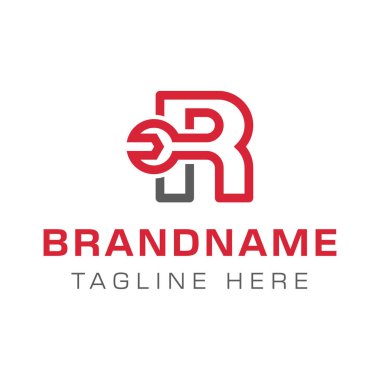 Harf R Wrench Logosu, otomotiv, onarım veya mühendislik endüstrisi için ideal.
