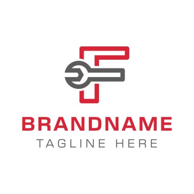 F harfi Wrench Logosu, otomotiv, onarım veya mühendislik endüstrisi için ideal.