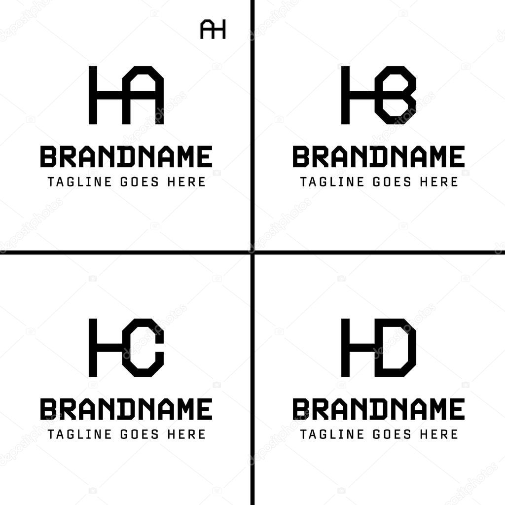 Letters HA AH HB HC HD Monogram Logo, for business with HA AH HB BH HC CH HD DH initials