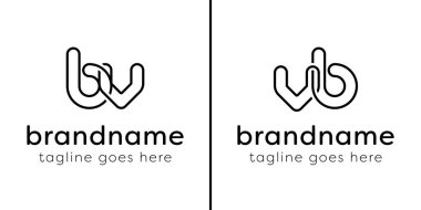 Harfler BV ve VB Monogram Hattı Logosu, VB veya BV baş harfleri olan her iş için uygundur