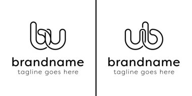 BU ve UB Monogram Hattı Logosu harfleri, UB veya BU harfleriyle başlayan her iş için uygundur.
