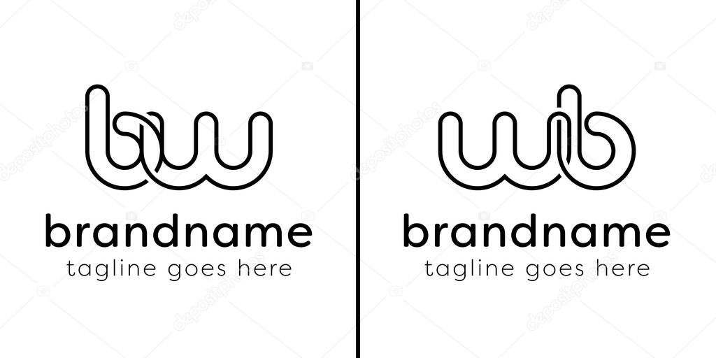 Letters BW and WB Monogram Line Logo, suitable for any business with WB or BW initials