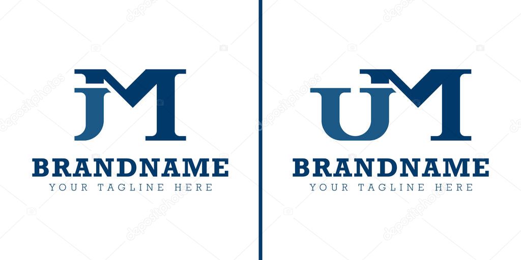 Letters JM and UM Monogram Logo, for business with JM MJ UM MU initials