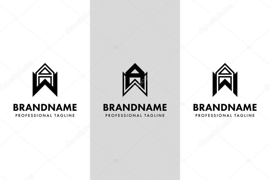 Letters WA Monogram Logo Set, suitable for any business with AW or WA initials