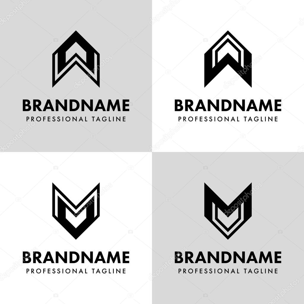 Letters WA Monogram Logo Set, suitable for any business with AW or WA initials