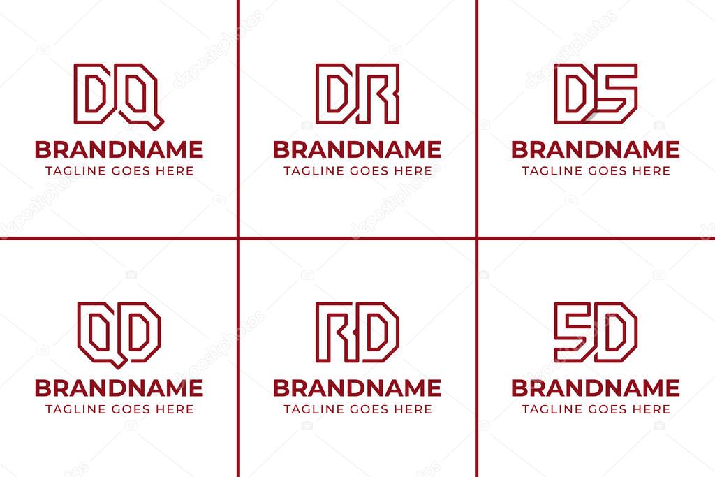 Letters DQ QD DR RD DS SD Monogram Logo Set, suitable for any business