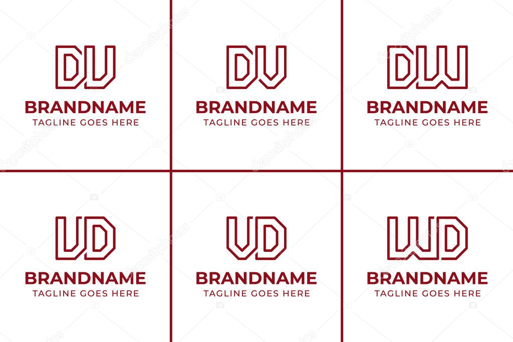 Letters DU UD DV VD DW WD Monogram Logo Set, suitable for any business