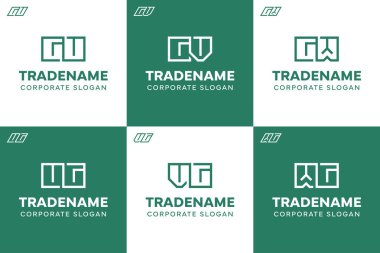 Harfler GU UG GV VG WG Square ve Dynamic Logo Set