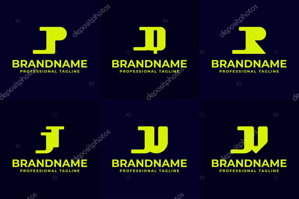 Letters JP JQ JR JT JU JV Monogram Logo Set